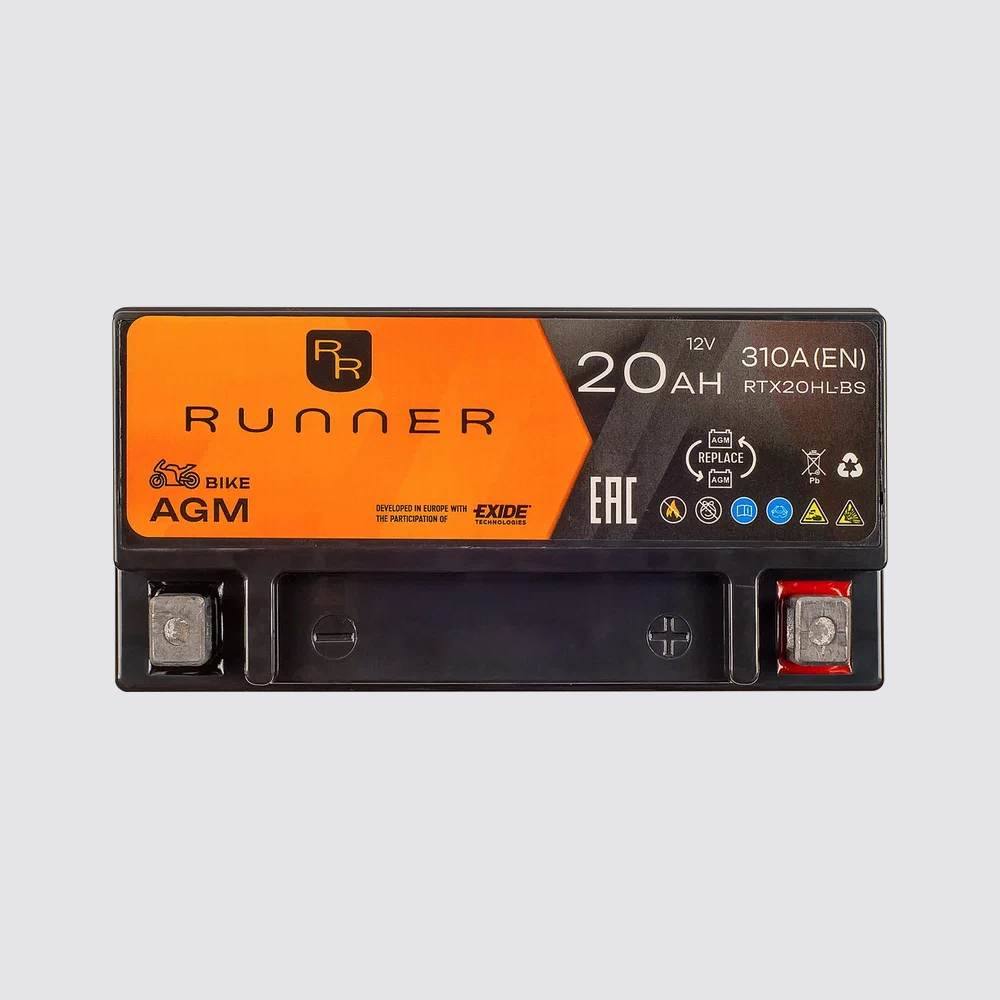 Мотоциклетный аккумулятор  RUNNER 12 20AGM для мотоциклов
