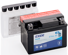 3Ah R+ Exide Motorbike&Sport AGM 12V 50 А (ДШВ: 113*70*85мм), корпус: Euro, клеммы: под болт